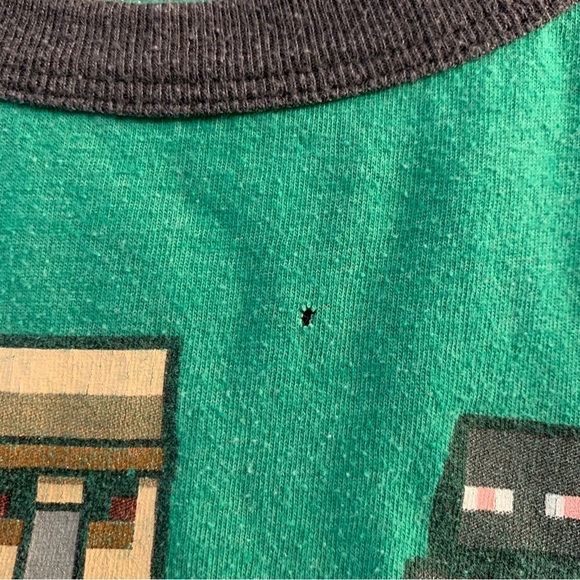 Vtg Official Mojang Minecraft Jinx 3/4 Sleeve Jersey T-Shirt Youth XL Green Gray - Picture 4 of 5